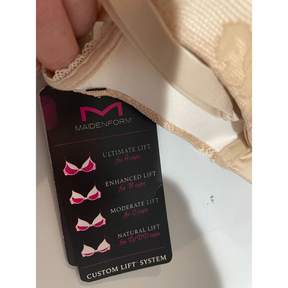 Maidenform Demi Coverage Push-Up Bras Set Of 2 - Beige Lace & Pink Satin-Size36B - Picture 5 of 9